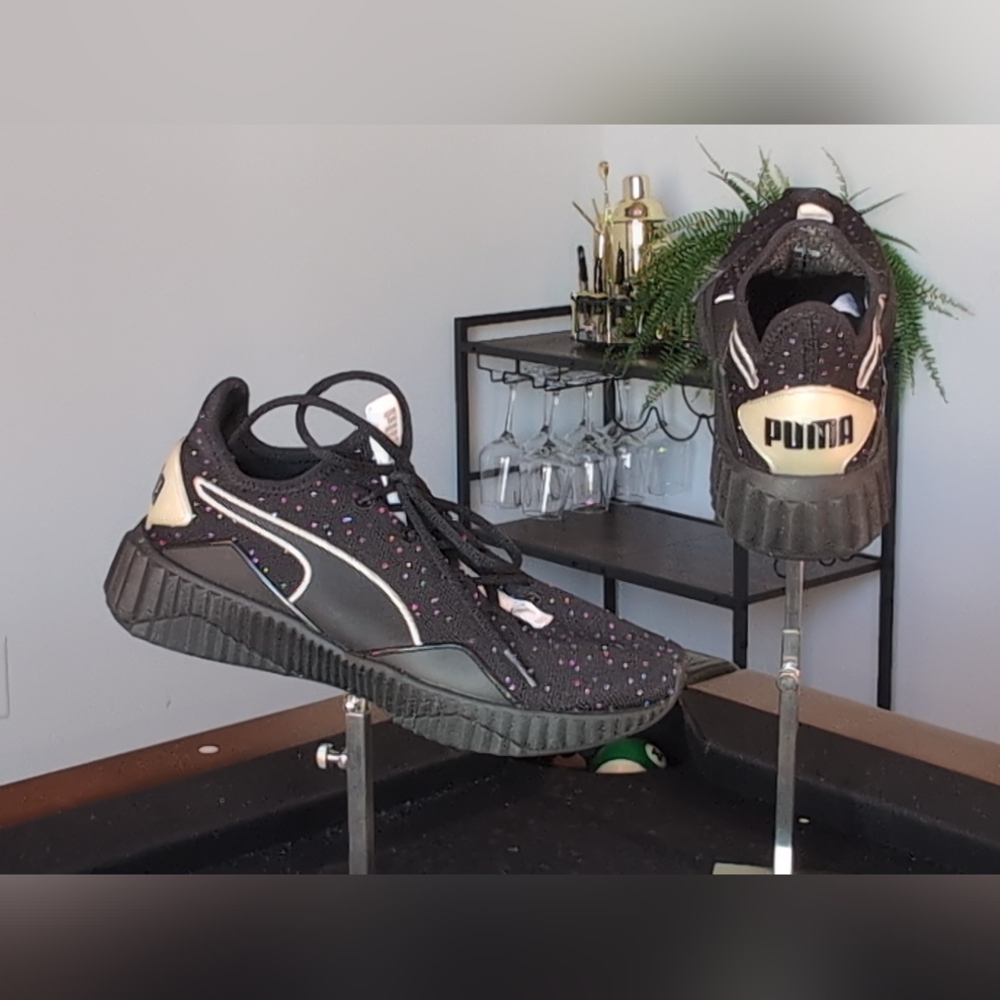 PUMA Black Sneakers with Multicolor Accents